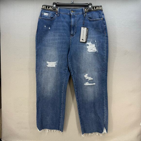 Karl Lagerfeld Paris Denim - Karl Lagerfeld Paris Jeans Women's 16 Blue Cannes Straight High Rise L2TK2276